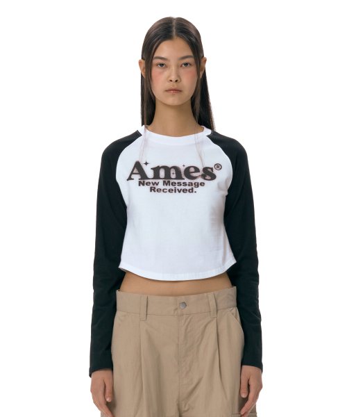 AMES-WORLDWIDE ROUND HEM RAGLAN LS TEE