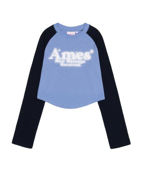 AMES-WORLDWIDE ROUND HEM RAGLAN LS TEE