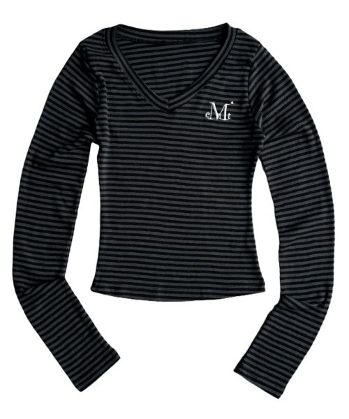 MUCENT Emma V-Neck Striped Long Sleeve T-Shirt