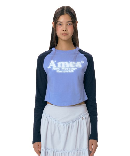 AMES-WORLDWIDE ROUND HEM RAGLAN LS TEE